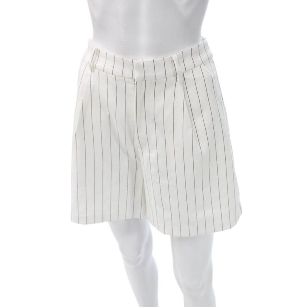 Grey Lab Women Chino Striped Cotton Blend Button Shorts Size XS